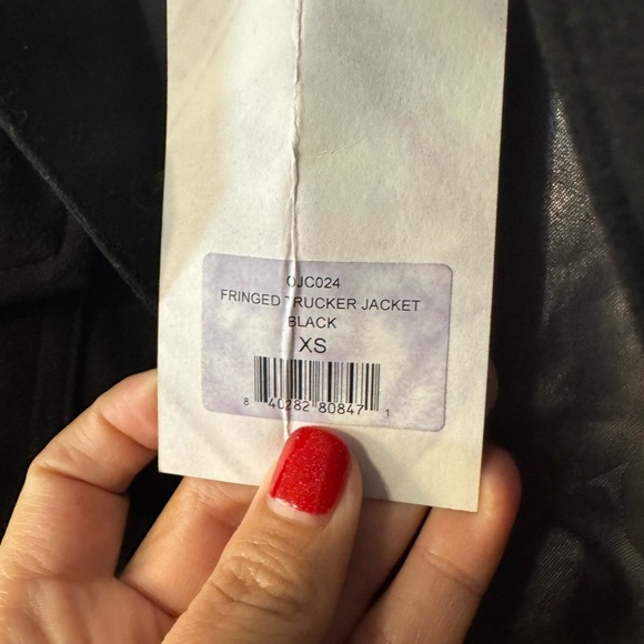 Juicy Couture Black Fringe Trucker Oversized Jacket- Size XS - Picture 6 of 11